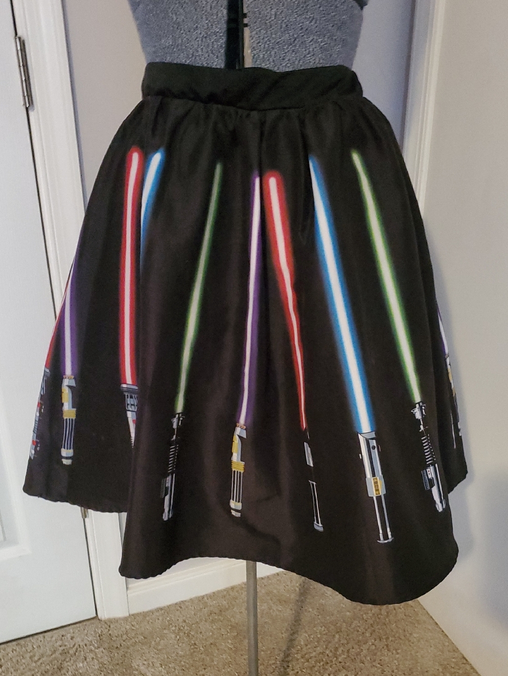 Black Lightsaber Print A-Line Skirt - Women's Size Small